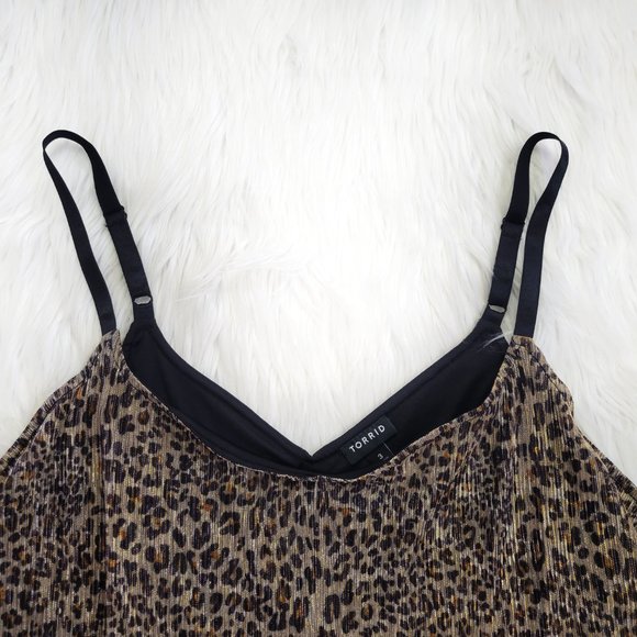 Torrid Leopard Lurex Swing Cami Tank Top Size 3 - Picture 5 of 12